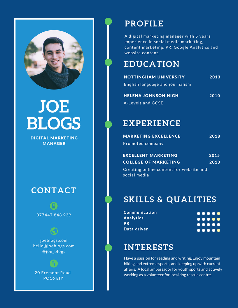 Blue Yellow Retro Simple Infographic Resume